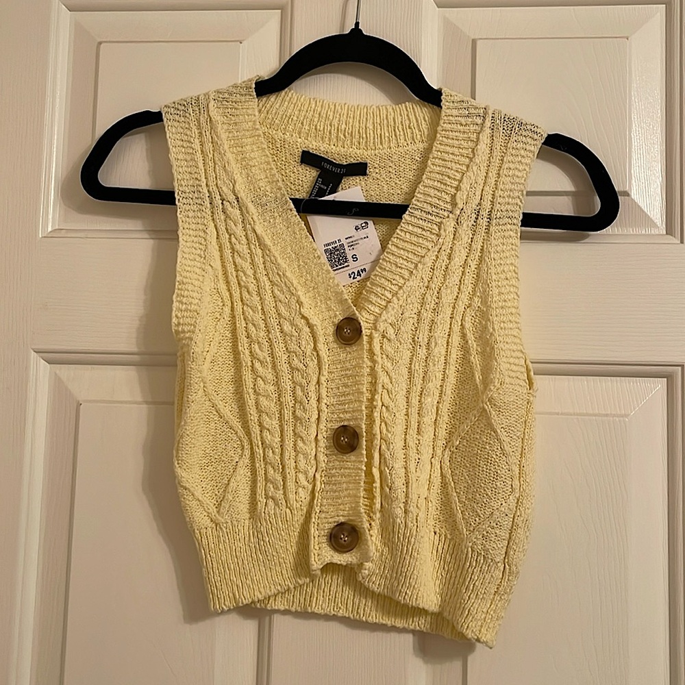 Forever 21 Pastel Yellow Sweater Vest